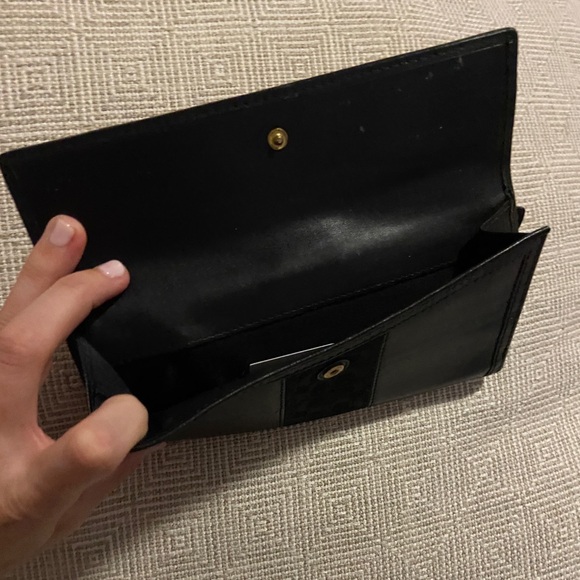 Coach Slim Double Snap Closure 12 Card Wallet/Clutch in Black Leather - Picture 10 of 11